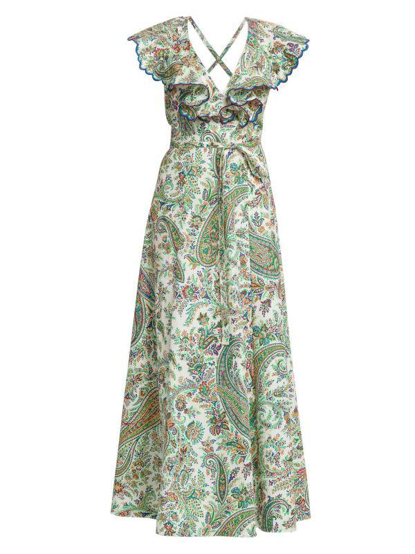 関税込【ETRO】Paisley cotton and silk maxi dress ETRO Belted paisley-print silk-crepon maxi dress | NET-A-PORTER