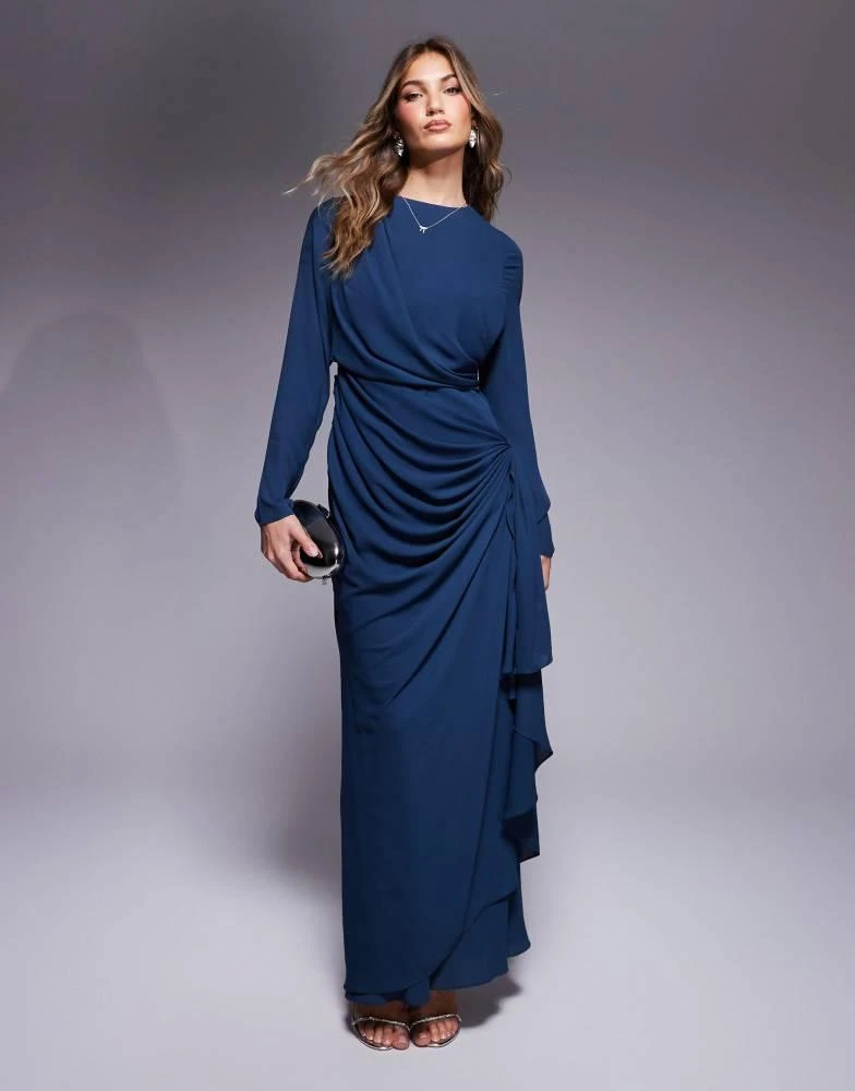 black long sleeve mid length dress Jane Classic Black Long Sleeve Bodycon Midi Dress for Women, Polyester and Elastane, XL