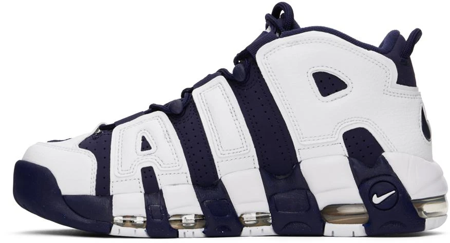 NIKE White & Navy Air More Uptempo '96 Sneakers 3