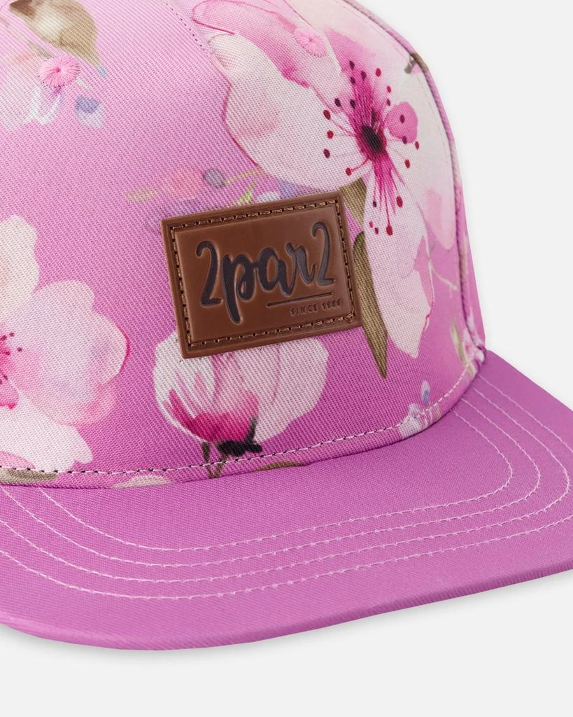 Deux par Deux Flat Brim Cap Purple Flower Print 4