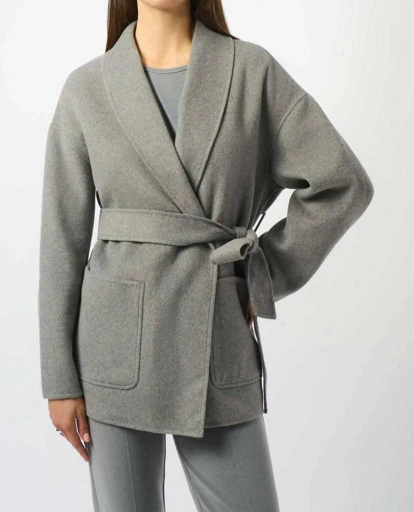 JOSEPH RIBKOFF Joseph Ribkoff - Wool Blend Belted Coat With Shawl Collar