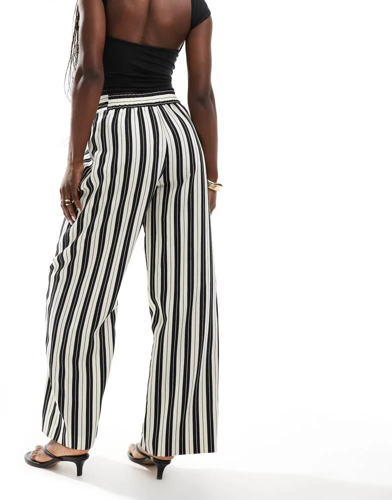 River Island River Island stripe wide leg trouser in black 4