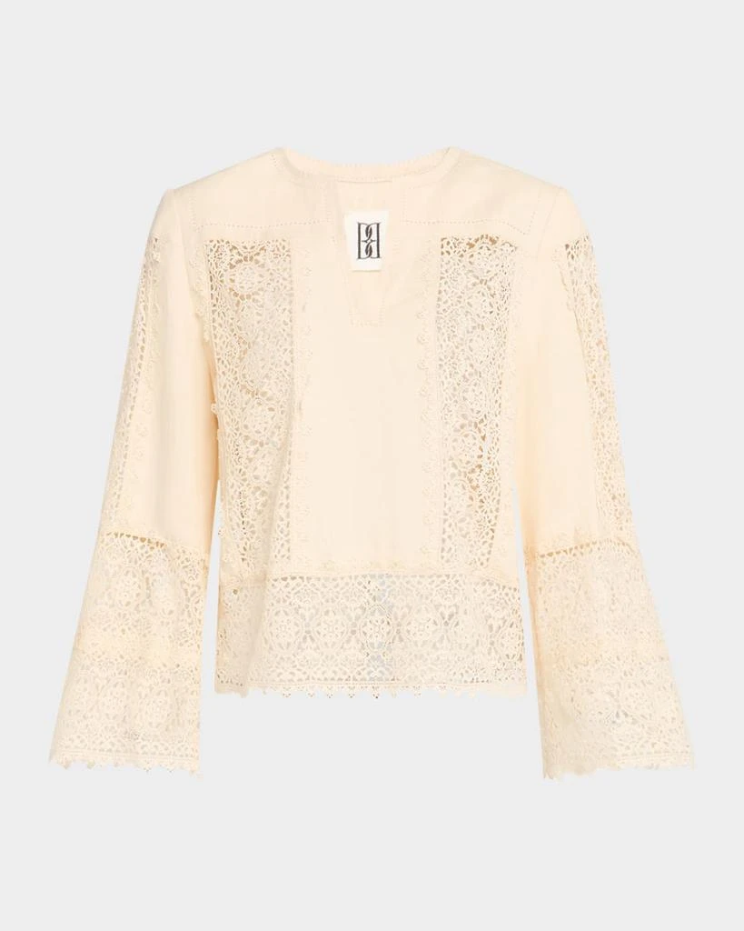 BY MALENE BIRGER Donna Lace Inset Linen-Cotton Blouse 1