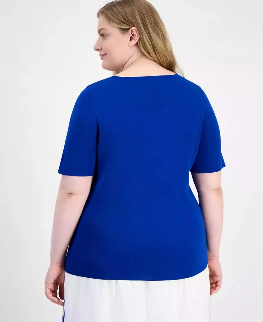 Anne Klein Plus Size Square-Neck Sweater 4