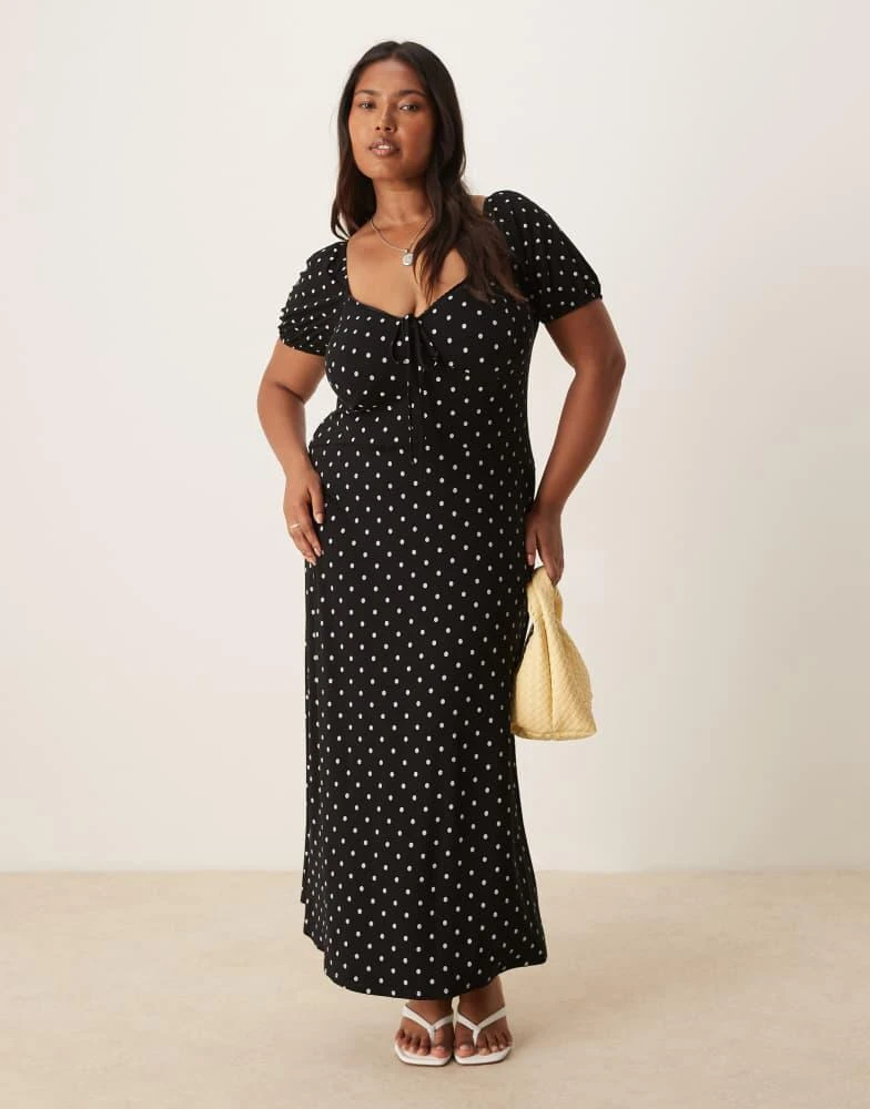 knee length dresses for ladies Asos Design Jacquard Puff Sleeve Midi Dress In Dark Floral