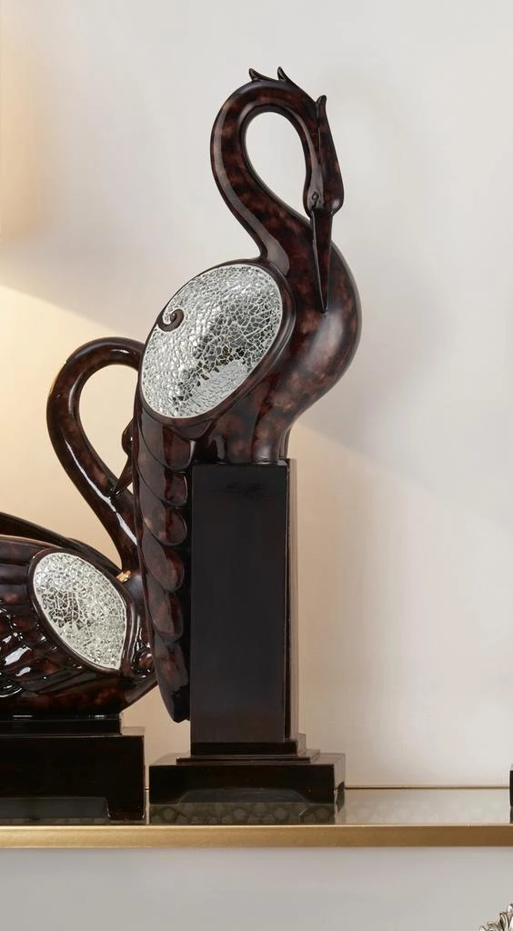 Hivvago 27" Marbleized Cherry Brown Polyresin Crane Figurine Sculpture 5