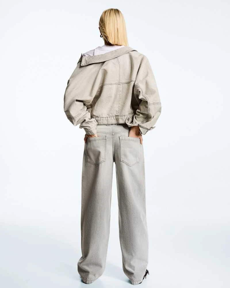 Bershka Bershka Barrel jeans in light grey 3