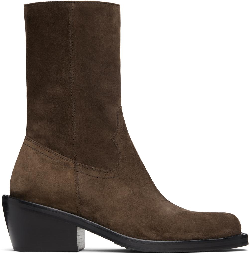 Dries Van Noten Brown Zip Boots - Free Shipping - BeyondStyle