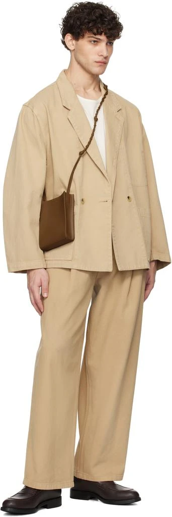 LE17SEPTEMBRE Tan Over-Dyeing Double-Breasted Denim Blazer 5