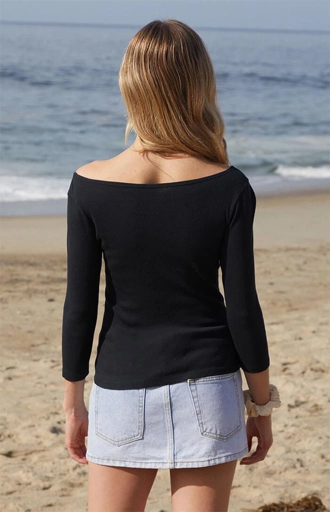 John Galt Black Boat Neck Long Sleeve Top 3