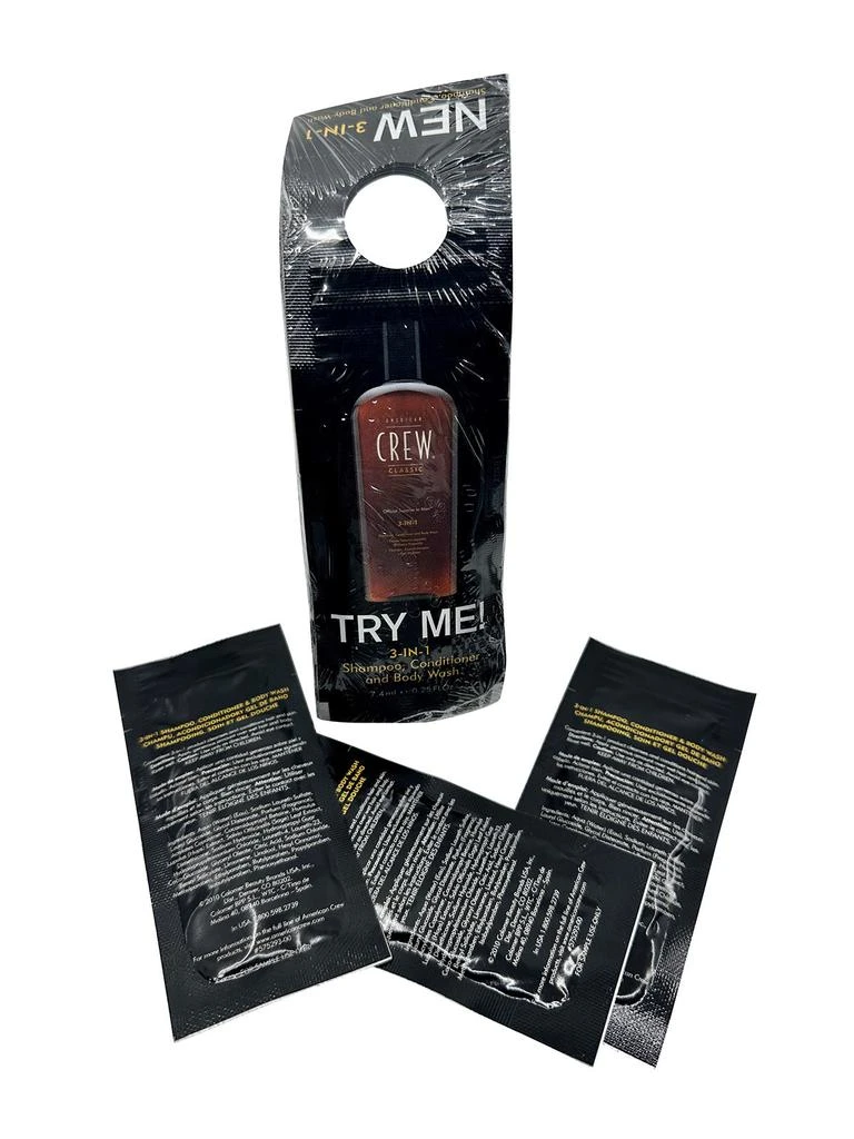American Crew 3 in 1 Shampoo, Conditioner & Body Wash 0.25 OZ Sachets Set of 10 2