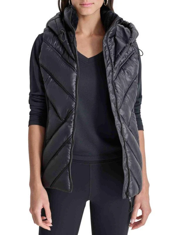 DKNY Sport Faux Fur Quilted Hooded Vest 4