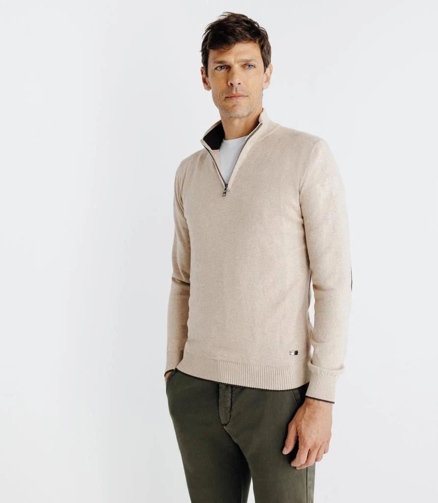 预计3周后发货 IZAC Pull Col Montant Zippé Beige 2