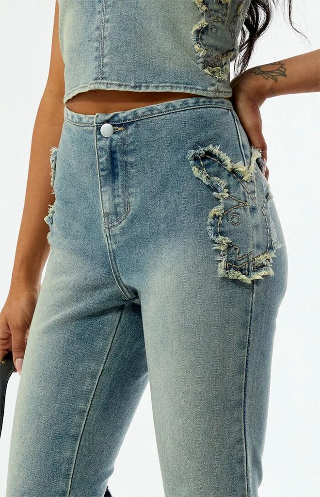 Playboy By PacSun Stretch Frayed High Waisted Flare Jeans 5
