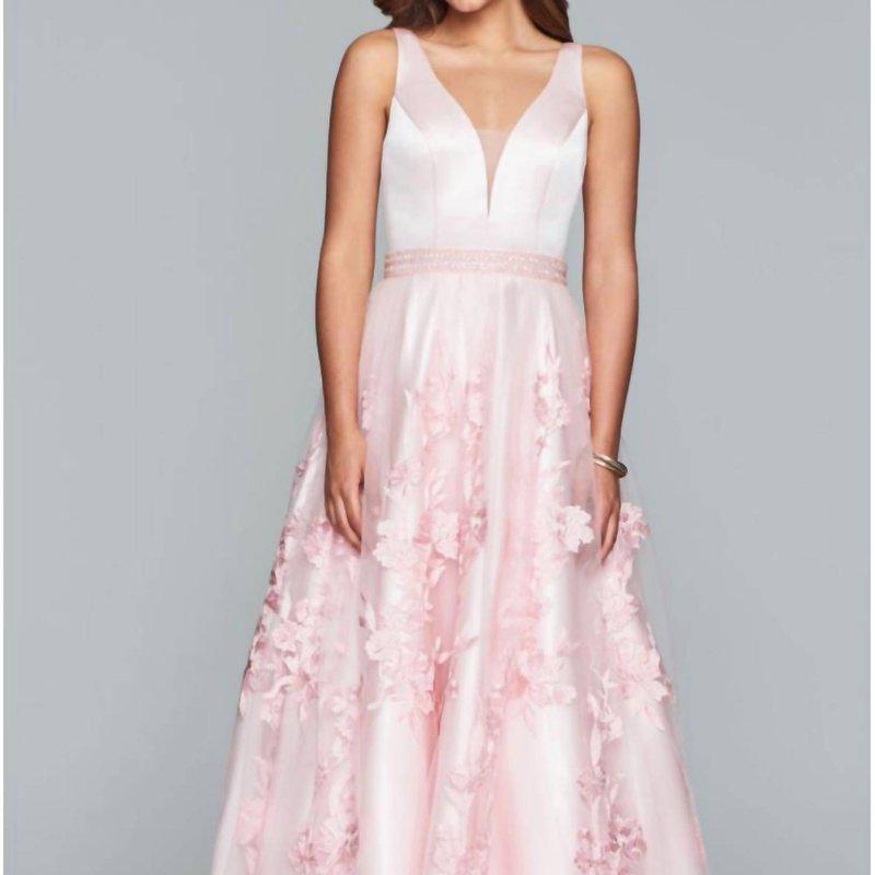 Faviana Long Gown With Tulle Skirt