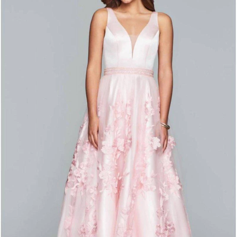 Faviana Long Gown With Tulle Skirt 1