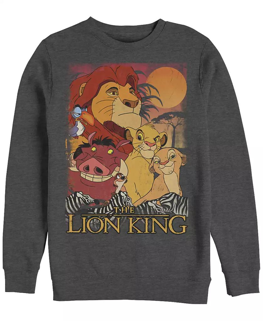 Disney Disney Men's Lion King Happy Group Shot Sunset, Crewneck Fleece