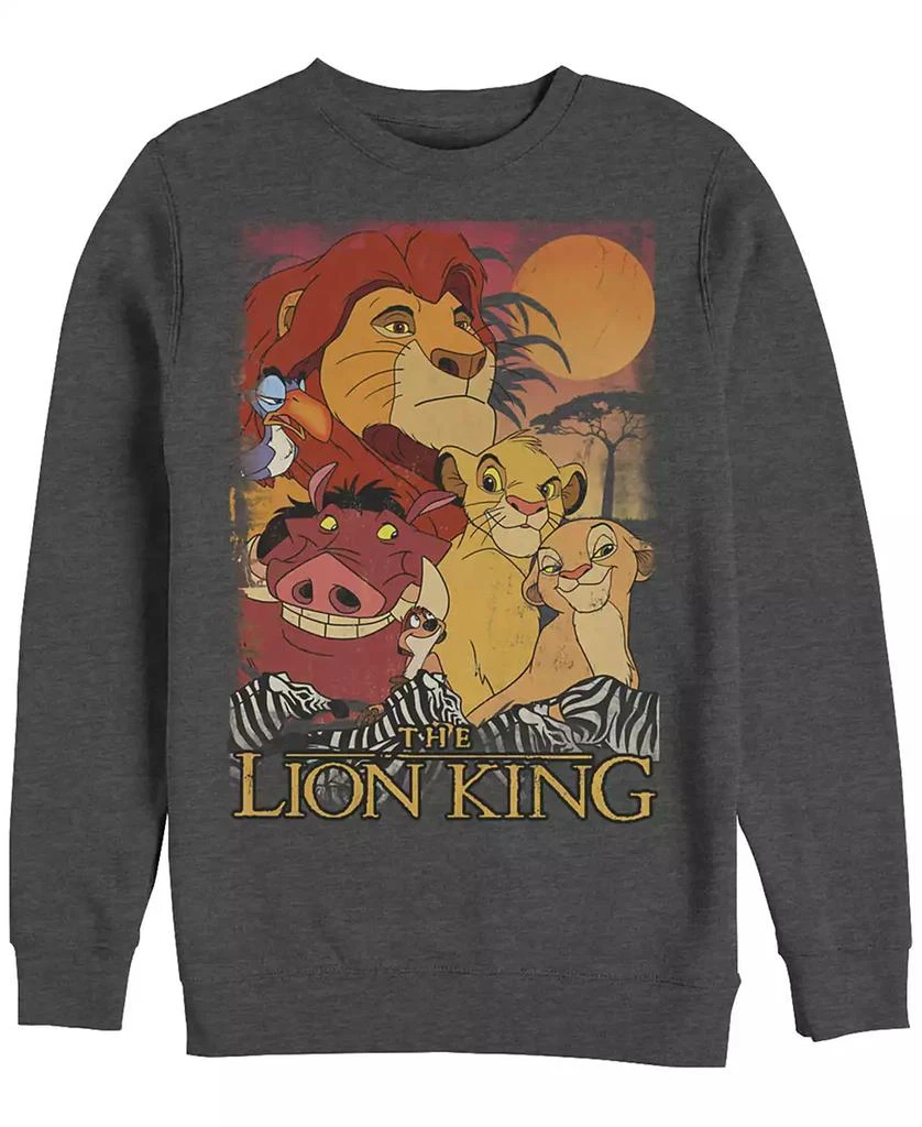 Disney Disney Men's Lion King Happy Group Shot Sunset, Crewneck Fleece 2