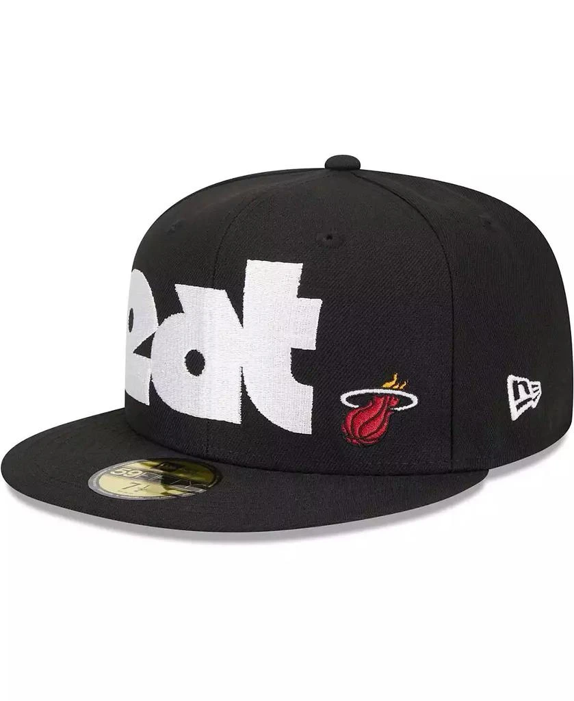 New Era Men's Black Miami Heat Checkerboard UV 59FIFTY Fitted Hat 2