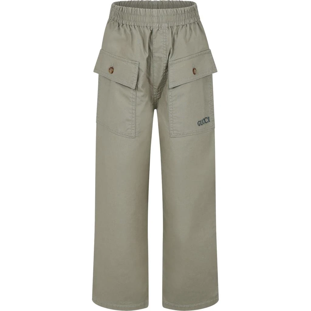 Gucci Green Trousers For Boy With Logo 1