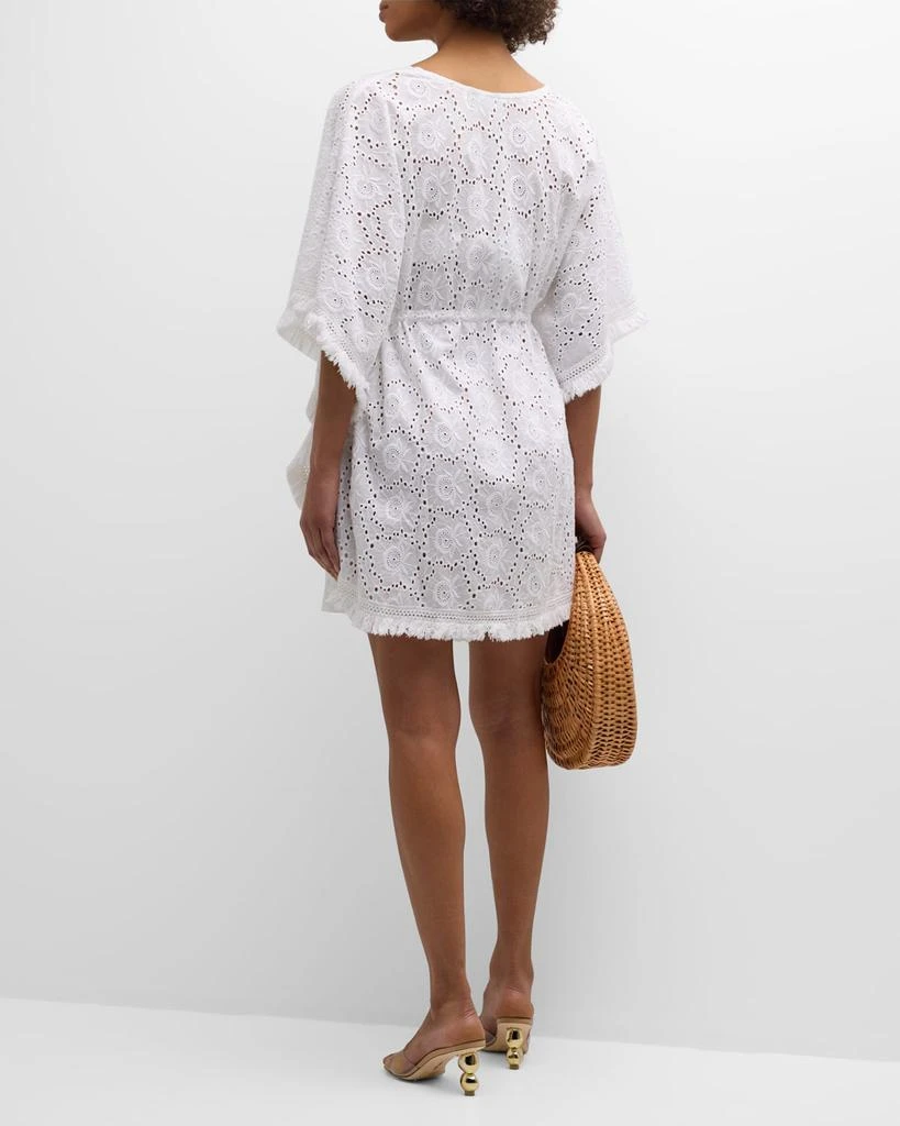 Melissa Odabash Ivy Lace Crochet Fringe-Trim Mini Dress 4