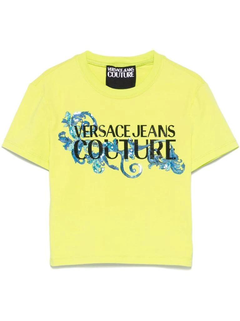 Versace Versace Jeans Couture Yellow T-Shirt With Graphic Print By Versace 1