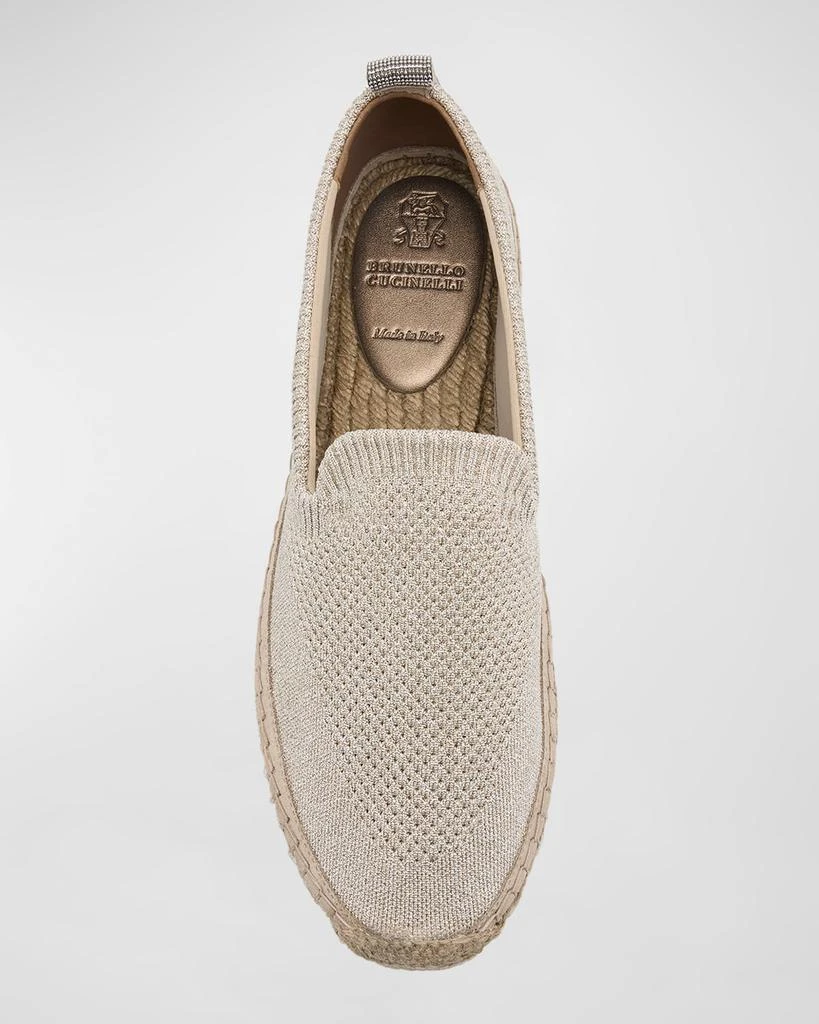 Brunello Cucinelli Metallic Knit Espadrille Loafers 5