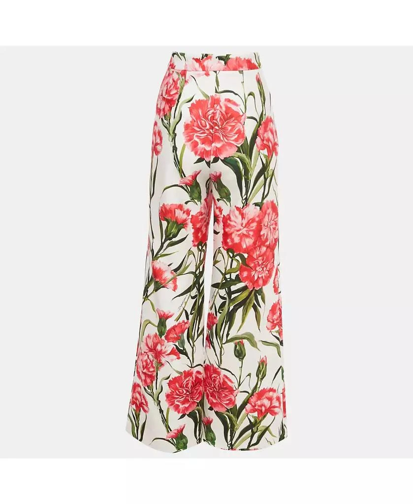 Pre-Owned Dolce 
Gabbana Women
s White/pink Floral Print Jersey Flared Trousers 2