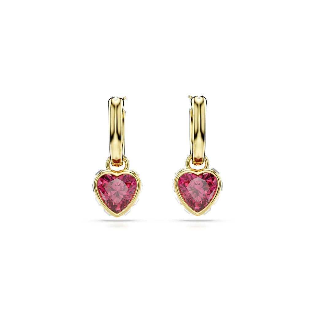 Swarovski Chroma drop earrings heart red gold-tone plated 5