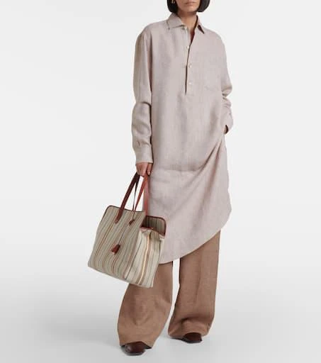 Loro Piana Linen Midi Shirt Dress - Neutrals