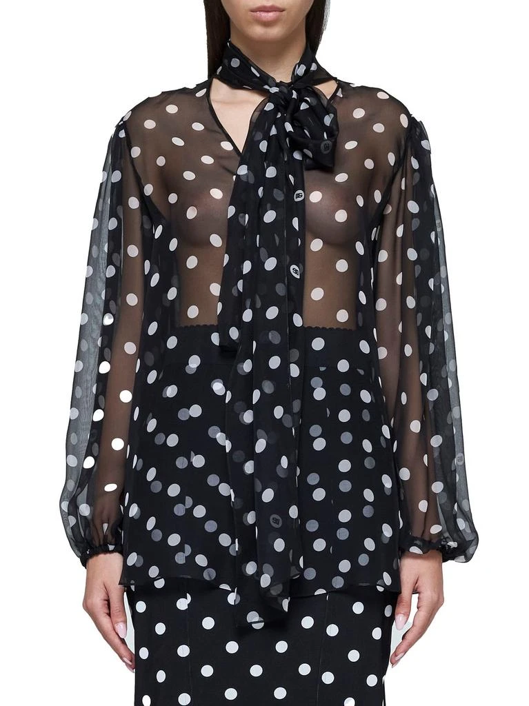 Dolce 
Gabbana Dolce 
Gabbana Polka-Dot Printed Chiffon Pussy-Bow Blouse 2