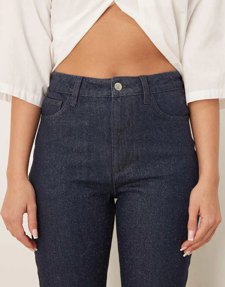 ASOS ASOS DESIGN 90s straight jean with glitter in blue 5