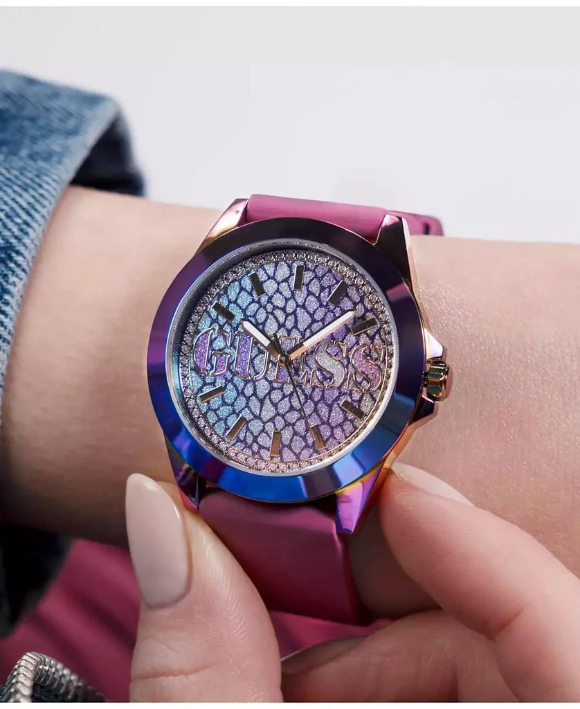 GUESS Women's Analog Purple Silicone Watch 36mm 8