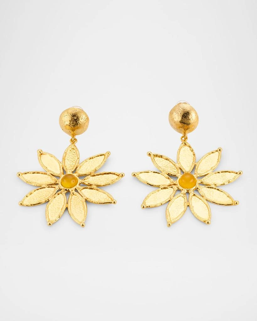 Sylvia Toledano Yellow Onyx Flower Clip Earrings