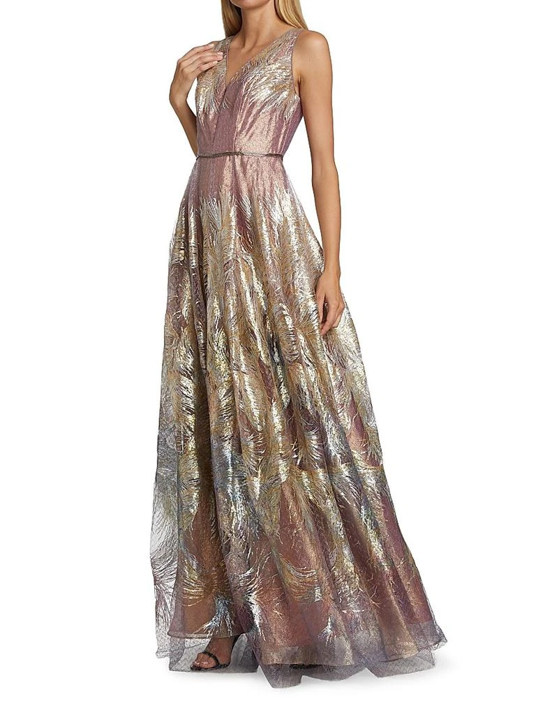 Rene Ruiz Collection Feather Jacquard Fit-&-Flare Gown 3