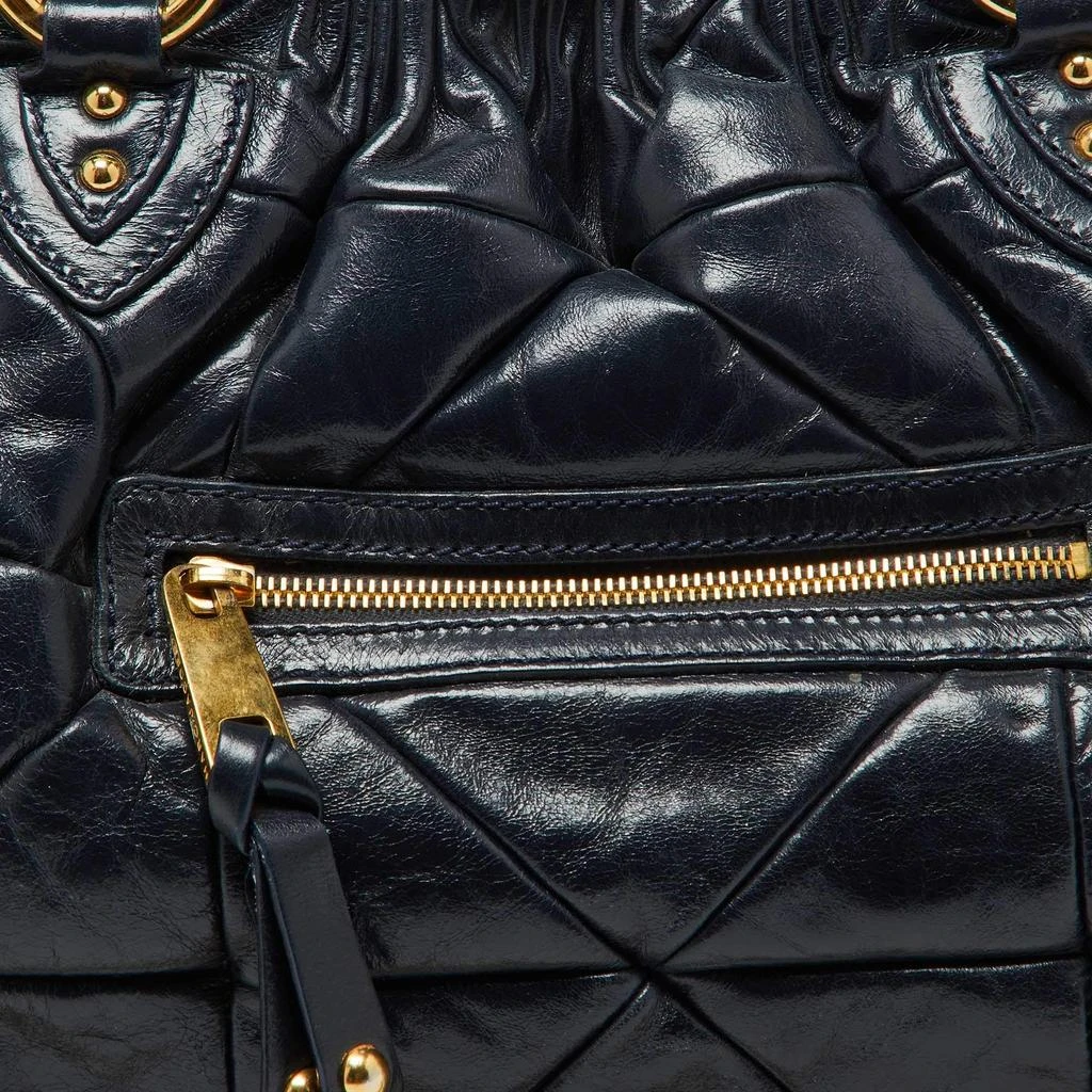Marc Jacobs Marc Jacobs Navy Blue Quilted Leather Stam Satchel 5
