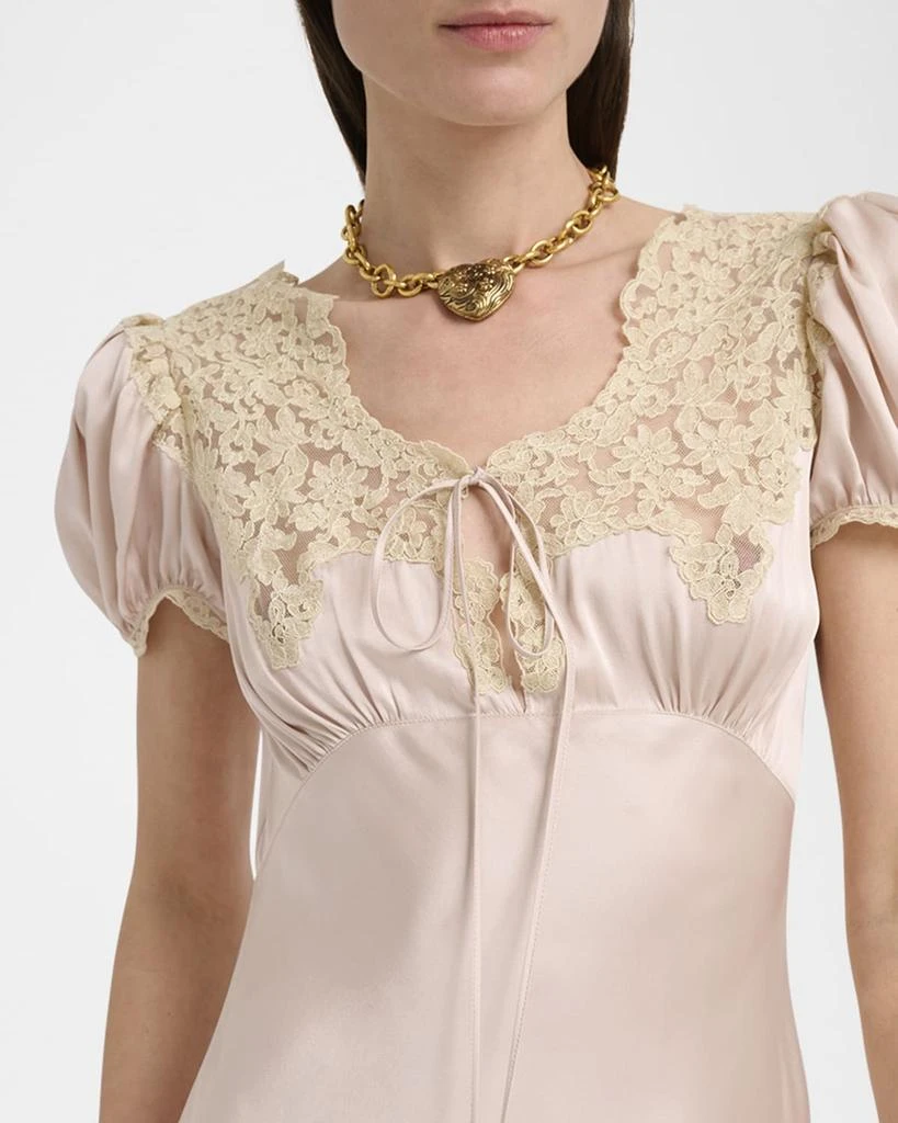 Chlo Lace-Trim Silk Puff-Sleeve Maxi Dress - Dresses & Skirts - Free Shipping - BeyondStyle Chlo Lace-Trim Silk Puff-Sleeve Maxi Dress - Dresses & Skirts - Free Shipping - BeyondStyle