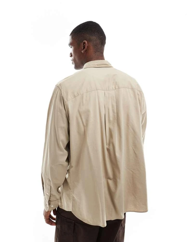 Jack & Jones Jack & Jones oversized cotton shirt in beige 4