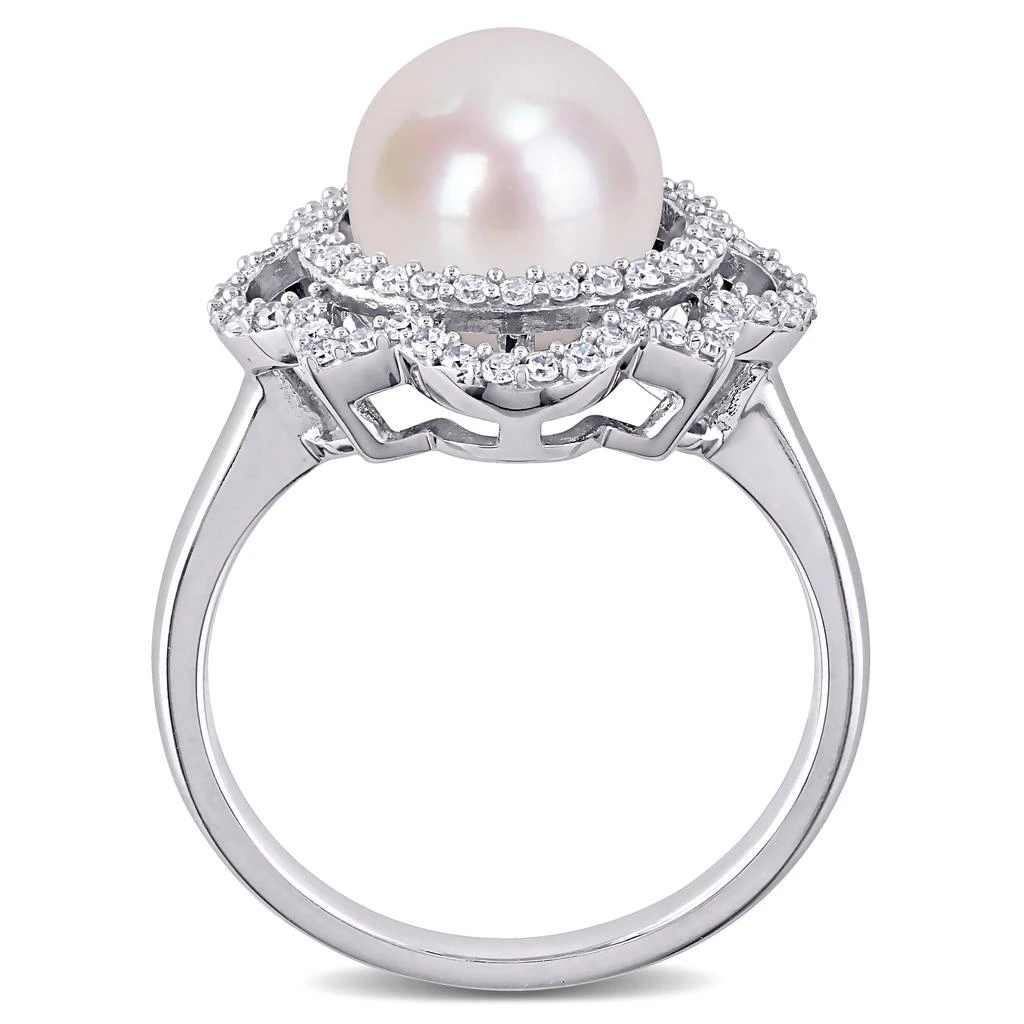 Mimi 
Max 9mm Cultured Freshwater Pearl 3/8ct TW Diamond Vintage Ring 14k White Gold 6