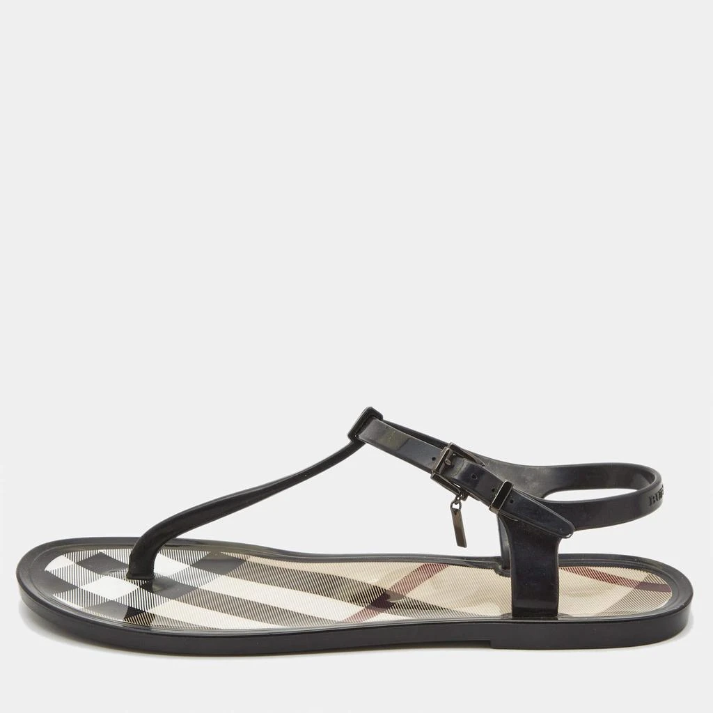 Burberry Burberry Black/Beige House Check Jelly Thong Flats Size 39 1