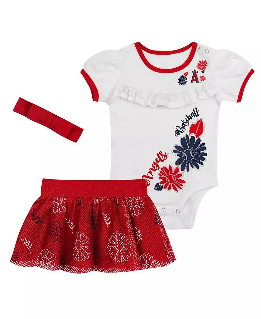 Outerstuff Baby Boys and Girls 3-Piece White Los Angeles Angels Sweet Catcher Headband Skirt Set 1