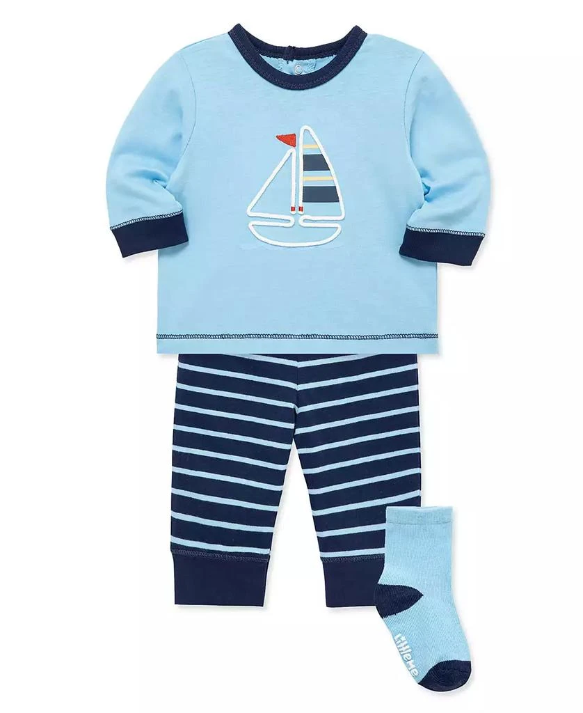 Little Me Baby Boys
 Sailboat Printed Top, Joggers and Socks, 3-Piece Set 3