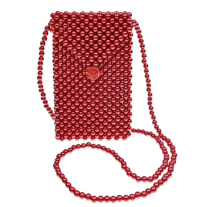 David Charles Envelope pearl purse in red 2