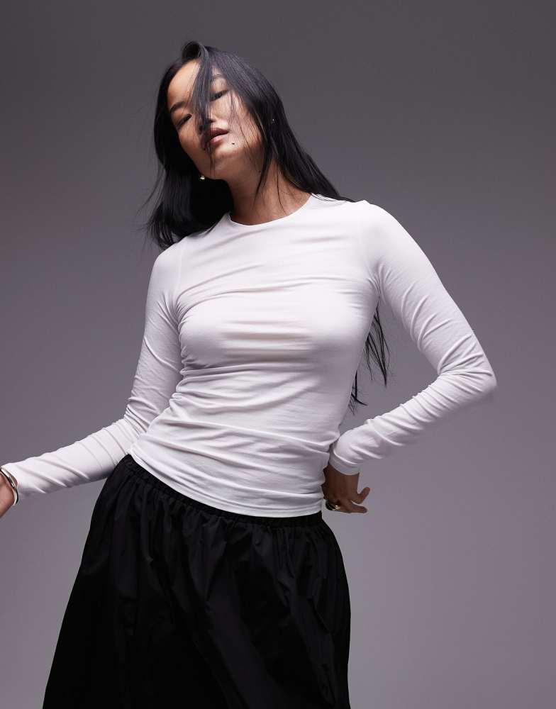 ARKET ARKET supersoft slim fit long sleeve top in white