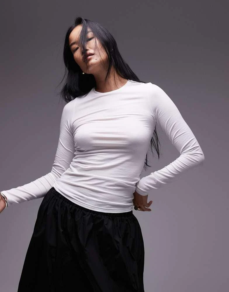 ARKET ARKET supersoft slim fit long sleeve top in white 2