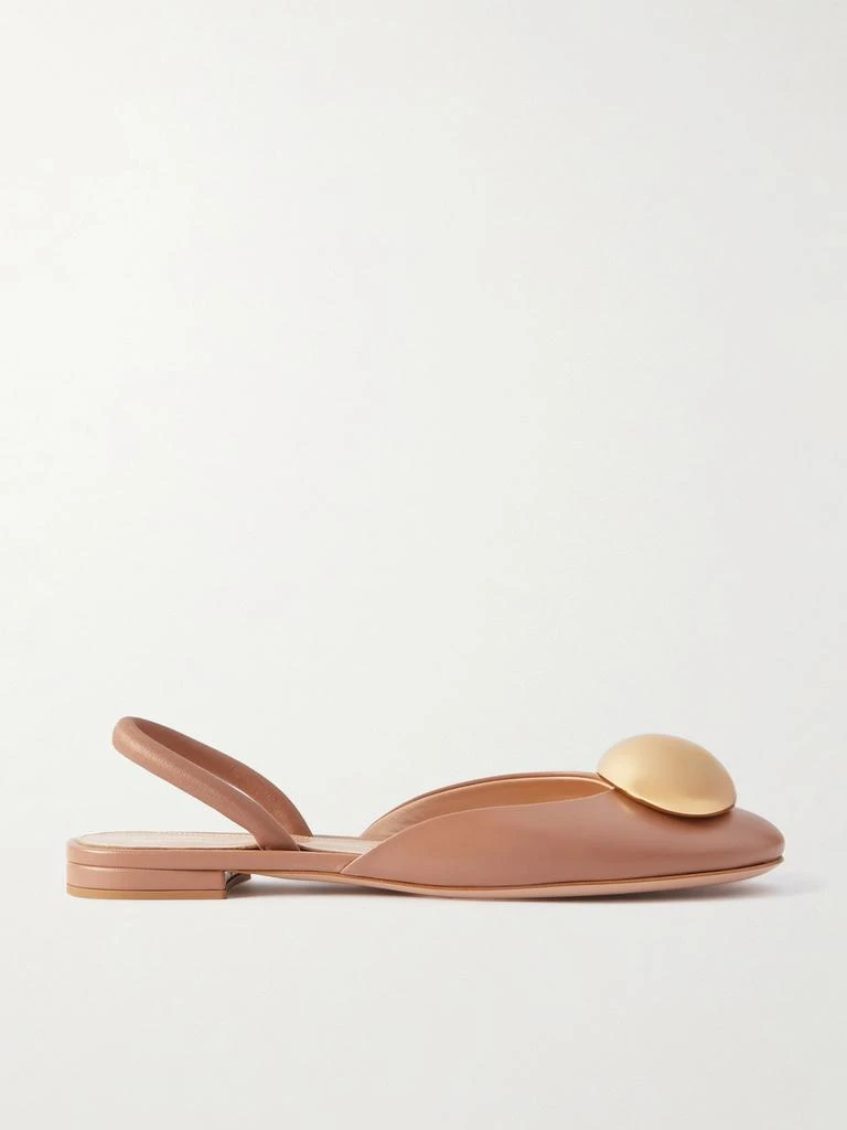 Gianvito Rossi Sphere 带缀饰皮革露跟平底鞋  - IT38.5 1
