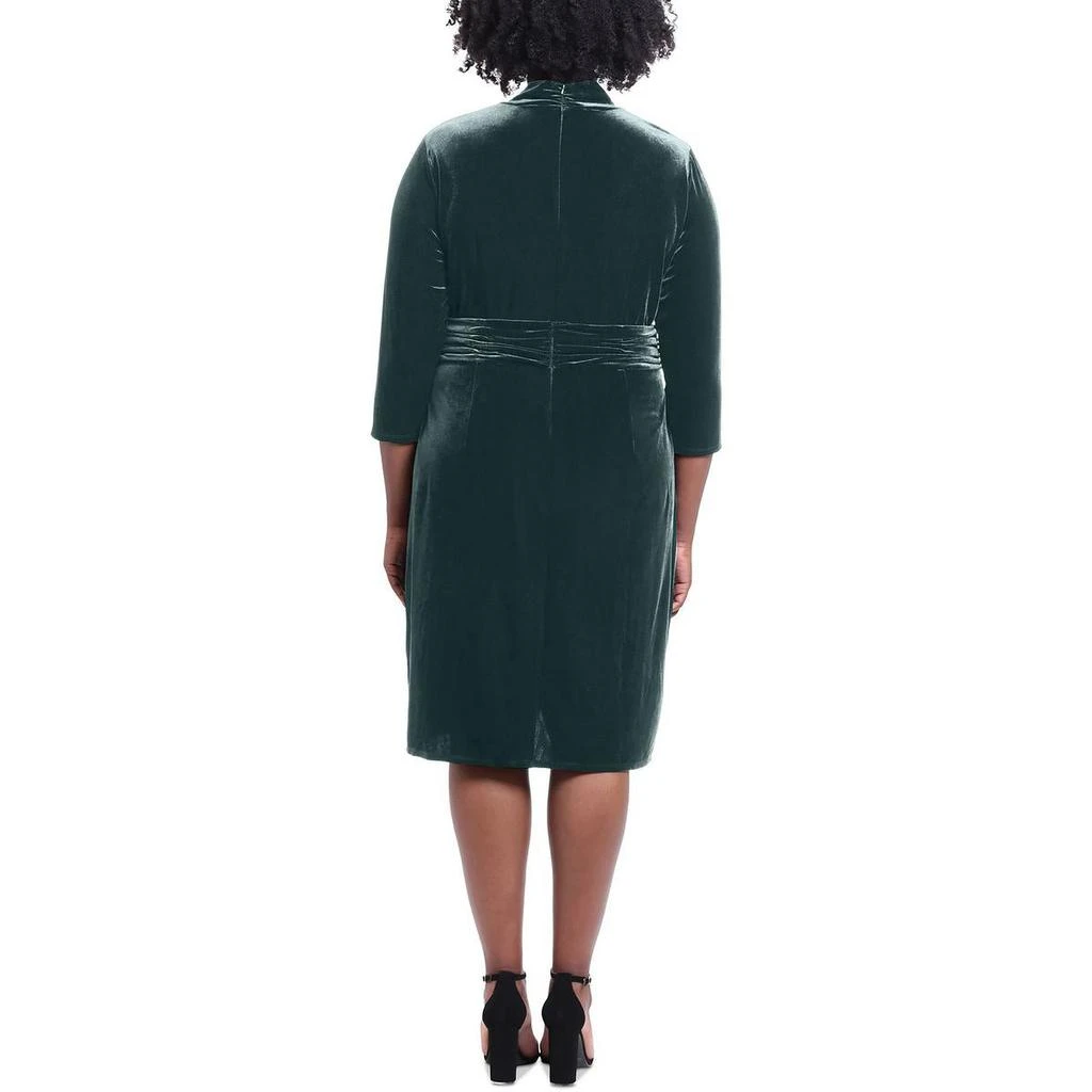 London Times Plus Womens Velvet Calf Midi Dress 2