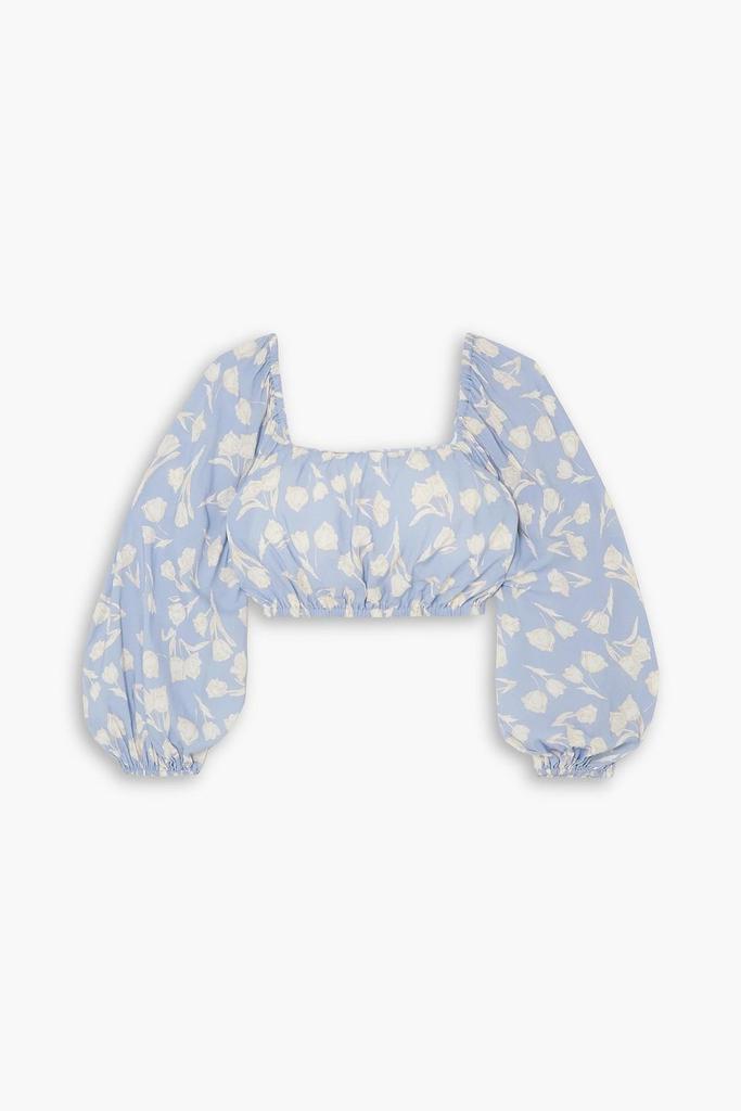 Peony Cropped floral-print woven top