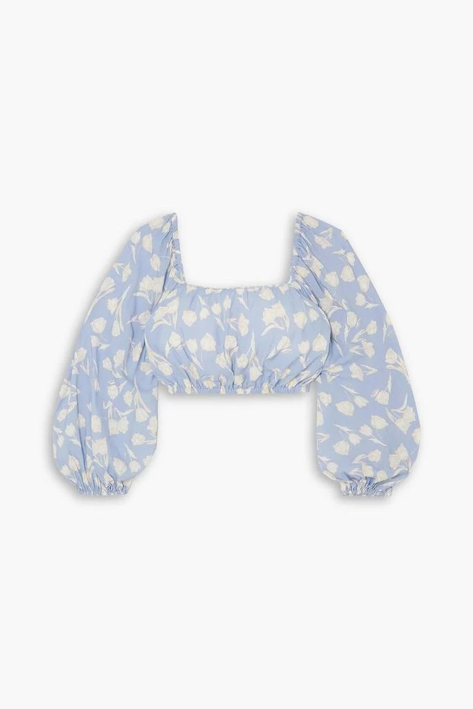 Peony Cropped floral-print woven top 1