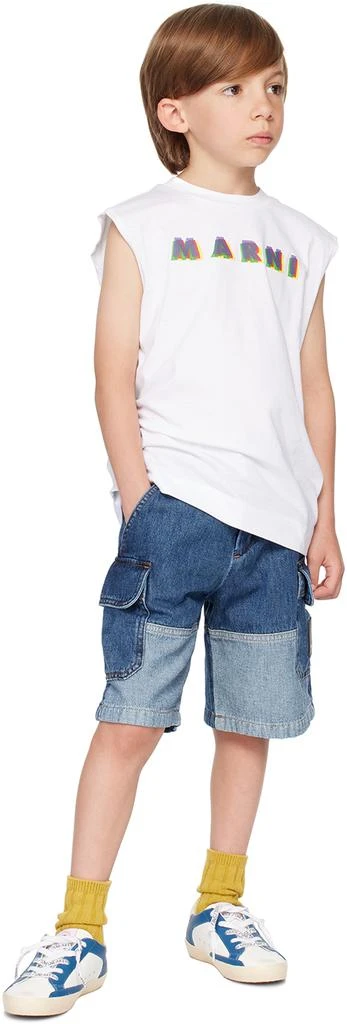 Marni Kids Blue Two-Tone Denim Shorts 4
